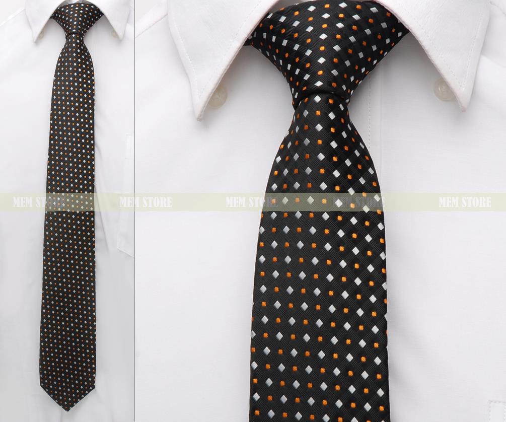 블랙 화이트 체커 오렌지 d 100% 짠 실크 1200 스티치 2.8 (7 cm) neckwear 웨딩 파티 넥타이 gt019